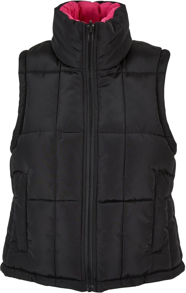 UrbanClassicsDamenWesteLadiesReversibleCroppedPufferVestBlackFuchsia-3XL
