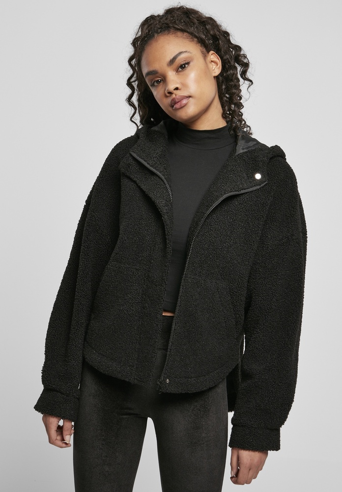 UrbanClassicsDamenJackeLadiesShortSherpaJacketBlack