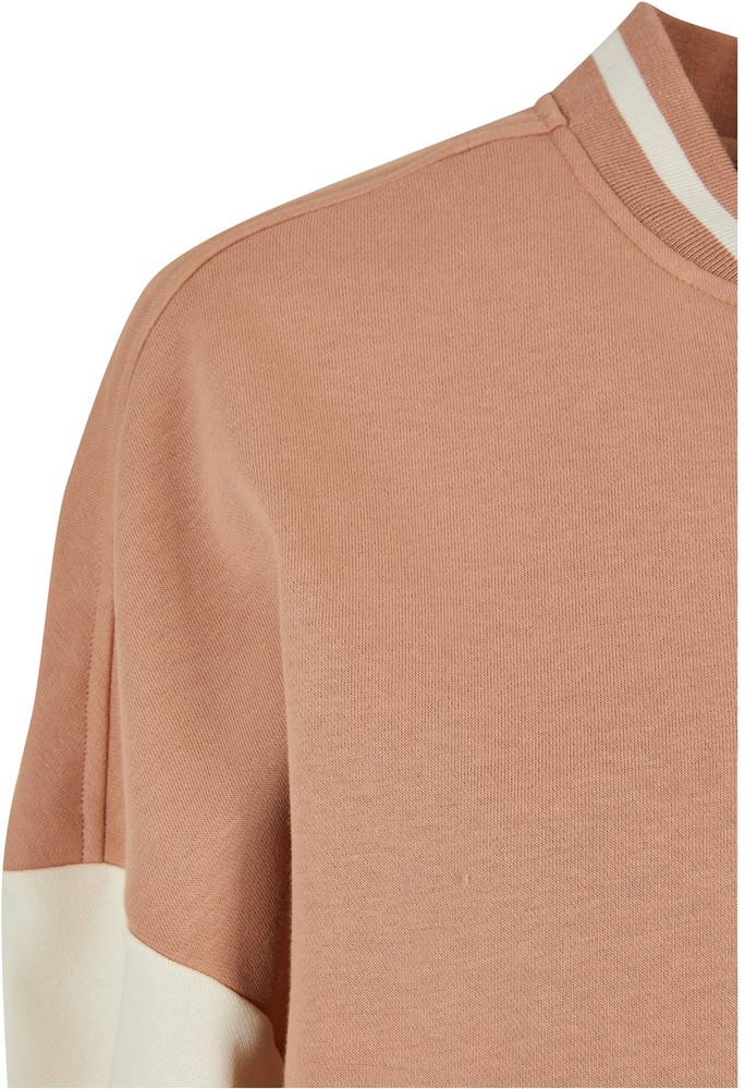 UrbanClassicsDamenJackeLadiesOversized2ToneCollegeTerryJacketAmberWhitesand-3XL