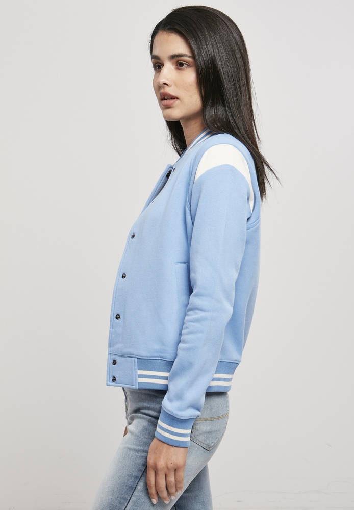 UrbanClassicsDamenJackeLadiesInsetCollegeSweatJacketClearwaterWhitesand-3XL