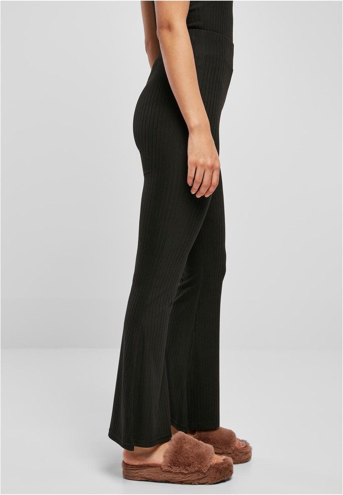 UrbanClassicsDamenLadiesHighWaistRibFlaredLeggingsBlack