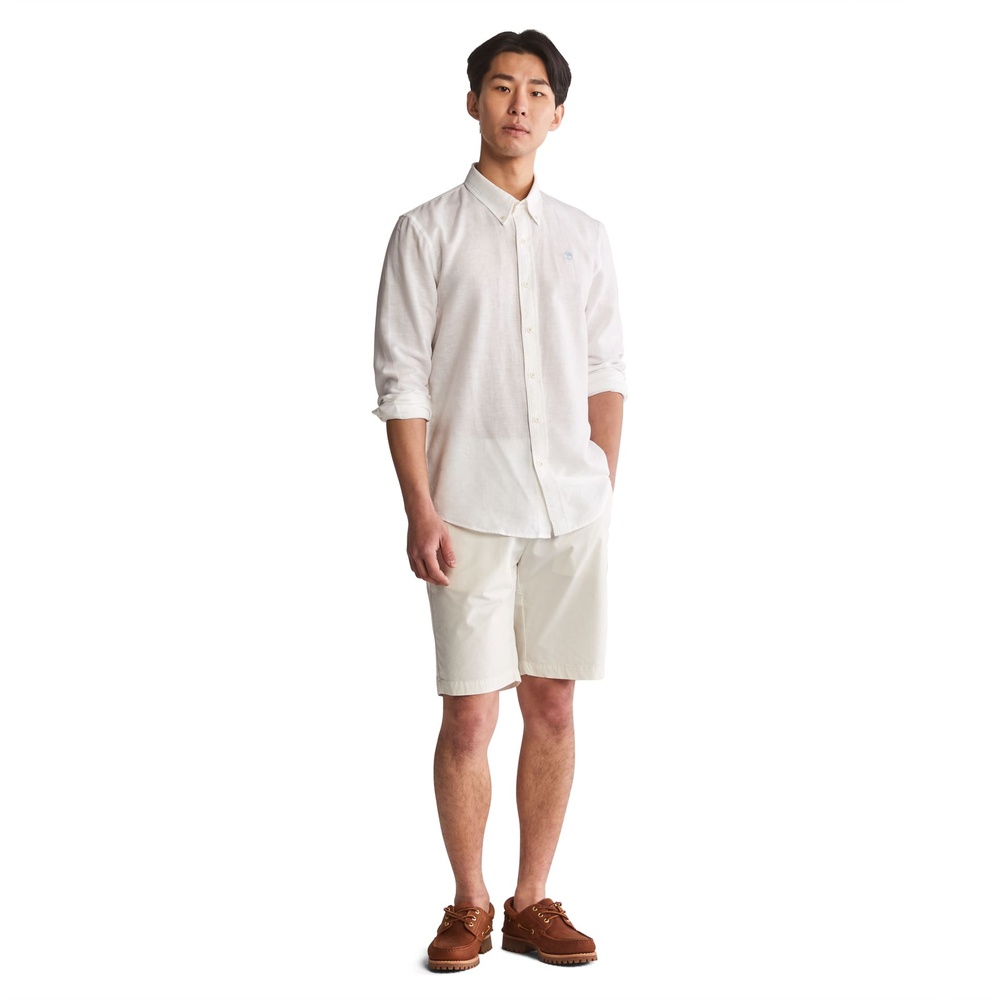 TimberlandLovellLakeTFOCottonLinenLongSleeveShirt0A2DR9White-L