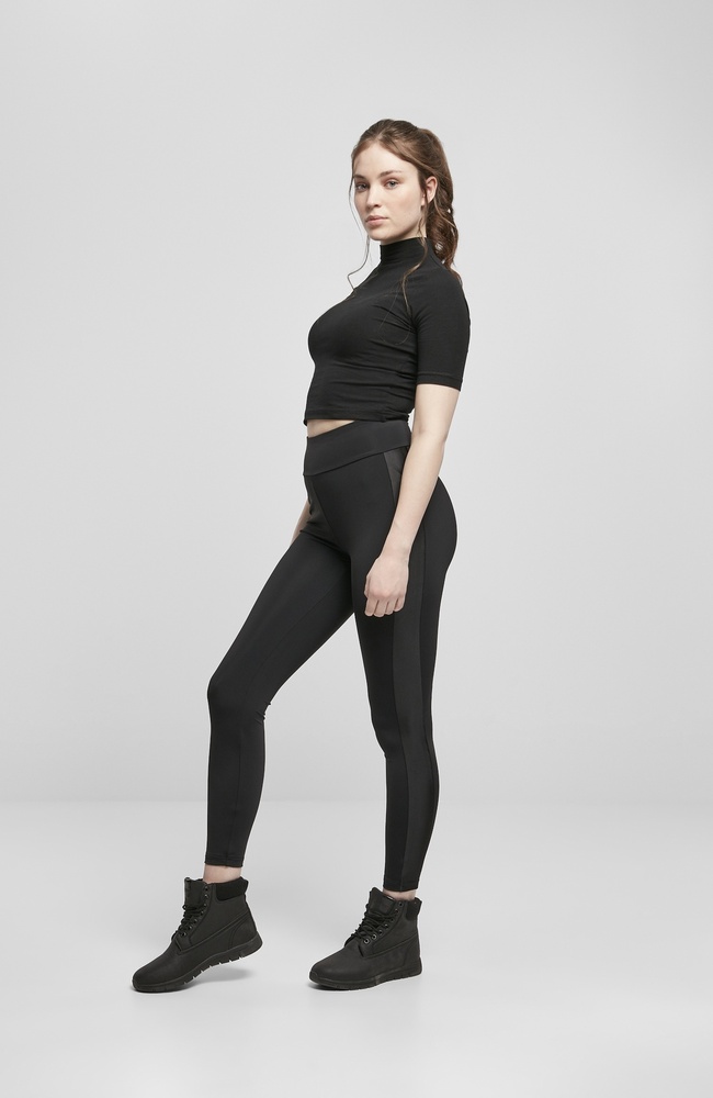 UrbanClassicsDamenLeggingsLadiesHighwaistShinyStripeLeggingsBlackBlack