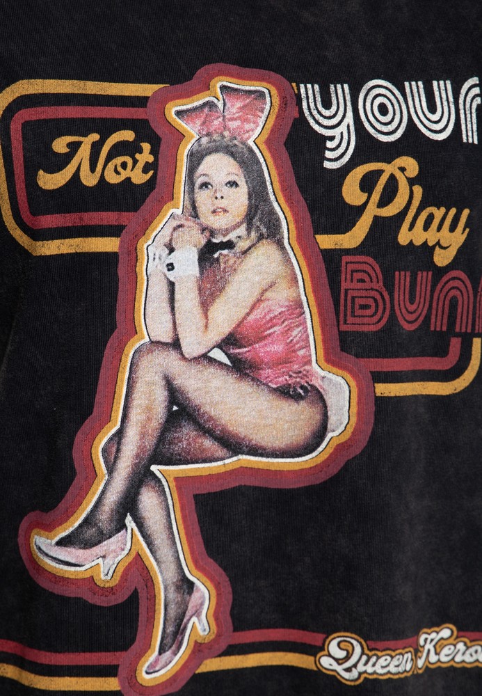 QueenKerosinAcidwashedBoyfriendT-ShirtQKI21014Schwarz