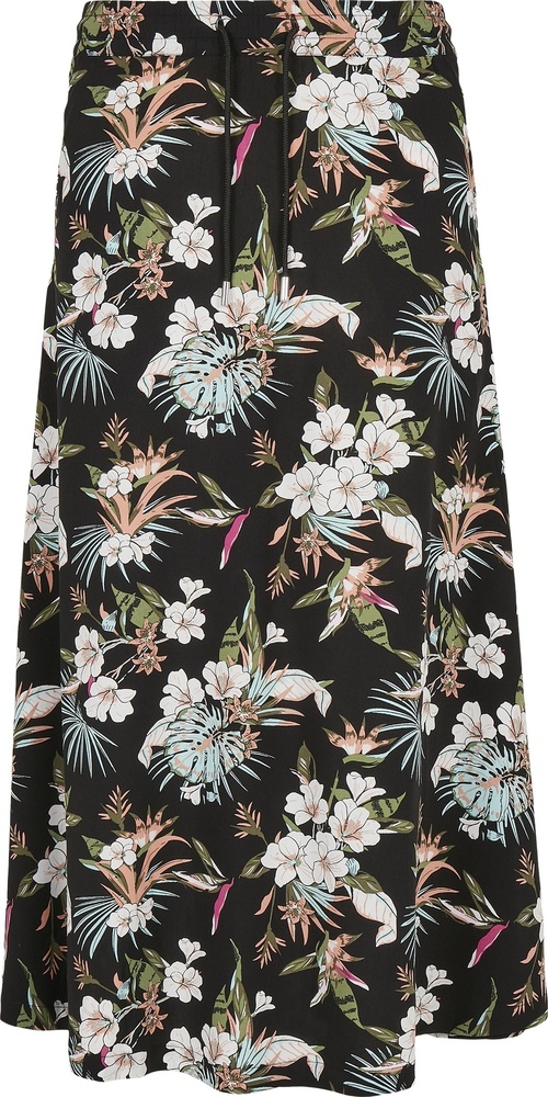 UrbanClassicsDamenRockLadiesViscoseMidiSkirtBlackTropical-3XL