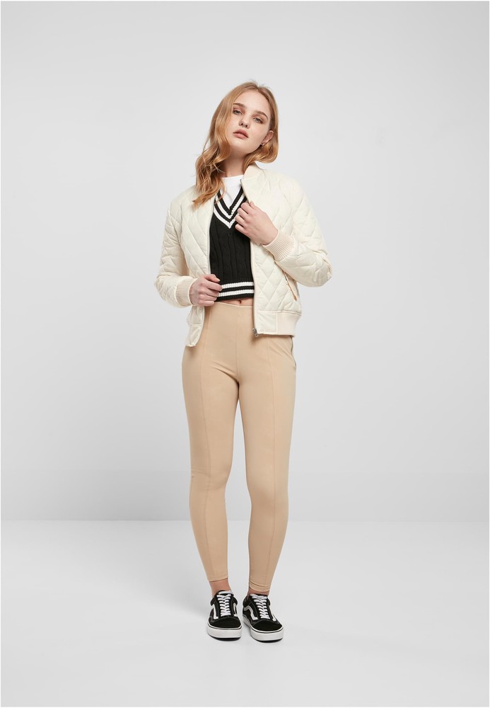 UrbanClassicsDamenJackeLadiesDiamondQuiltNylonJacketWhitesand-3XL