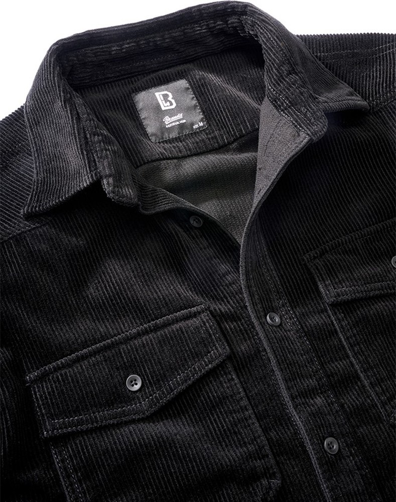 BranditHerrenHemdCorduroyClassicShirtLongSleeveBlack