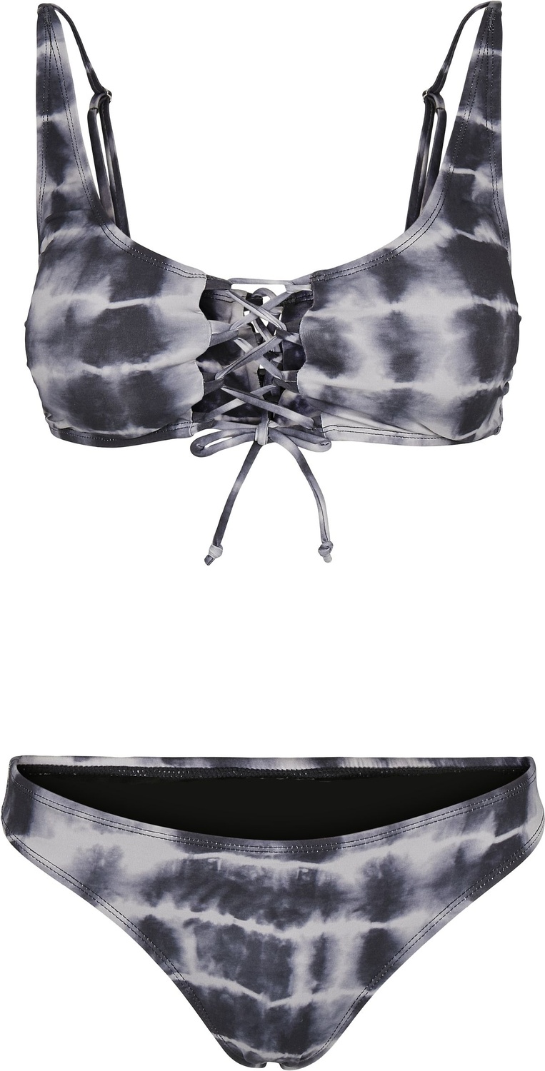 UrbanClassicsDamenLadiesLaceUpTieDyeBikiniBlackWhite