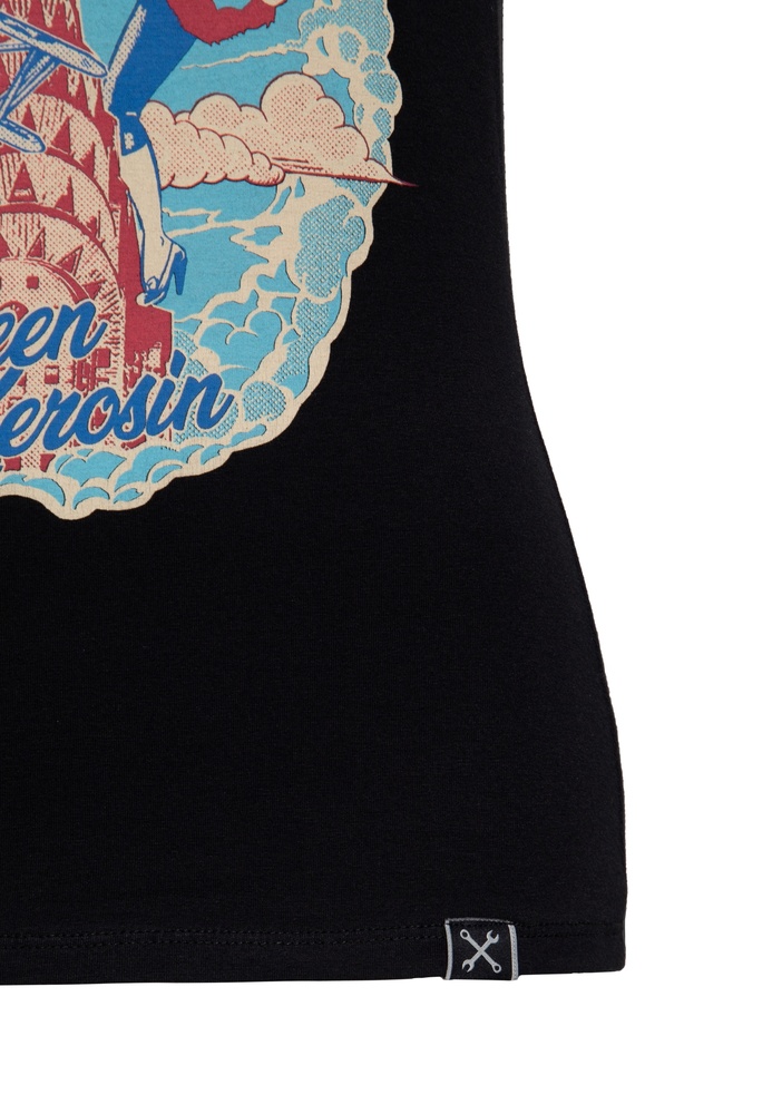 QueenKerosinDamenPrintT-ShirtRumbleQueenQKI31005Black-XS