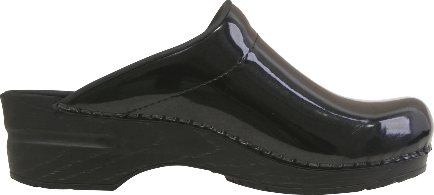 SanitaDamenOffenerClogOriginal-MetallicPatentOpenBlack