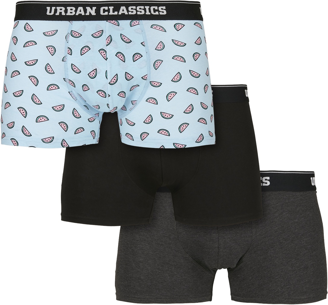 UrbanClassicsBoxershortBoxerShorts3-PackMelonAopChaBlack-3XL