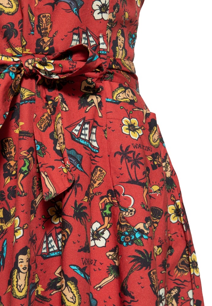 QueenKerosinDamenSwingKleidRot-3XL