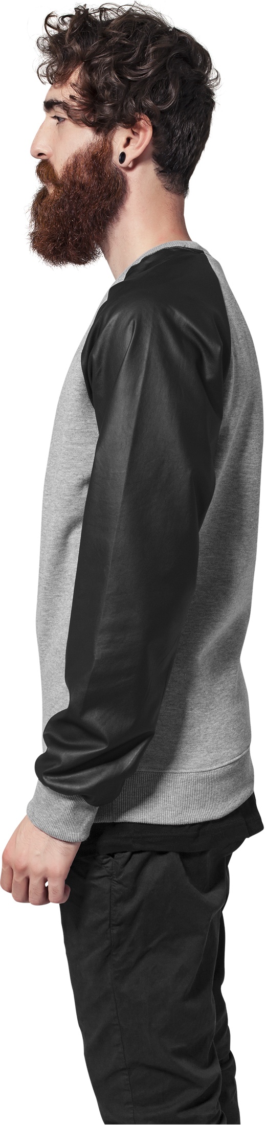UrbanClassicsPulloverRaglanLeatherImitationCrewBlack-L