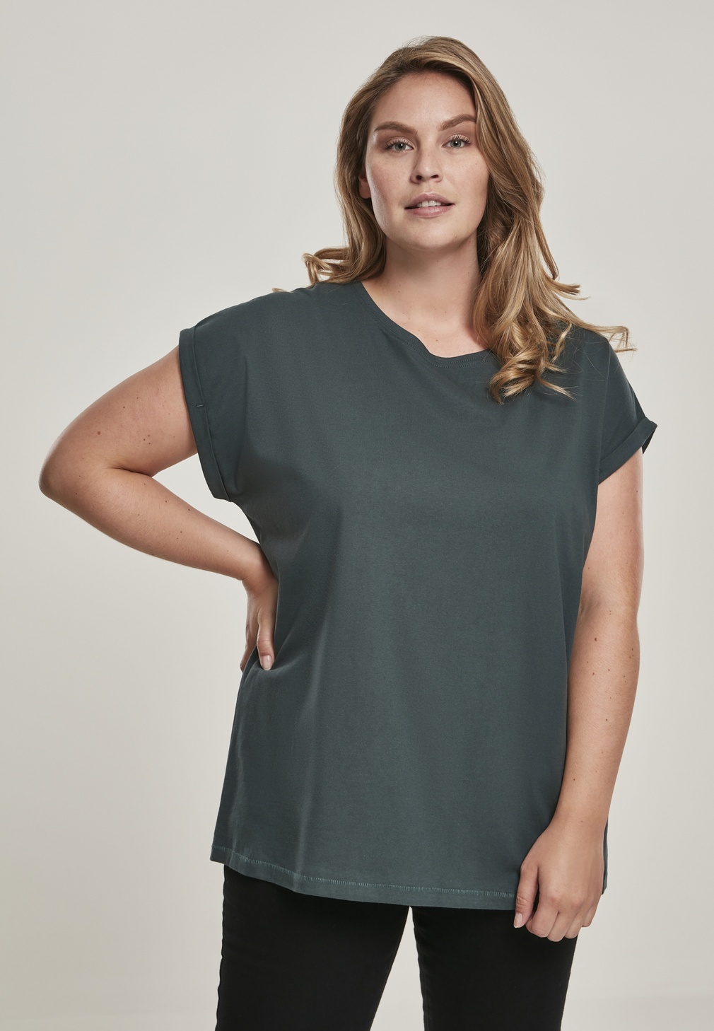 UrbanClassicsFemaleShirtLadiesExtendedShoulderTeeBottlegreen-3XL