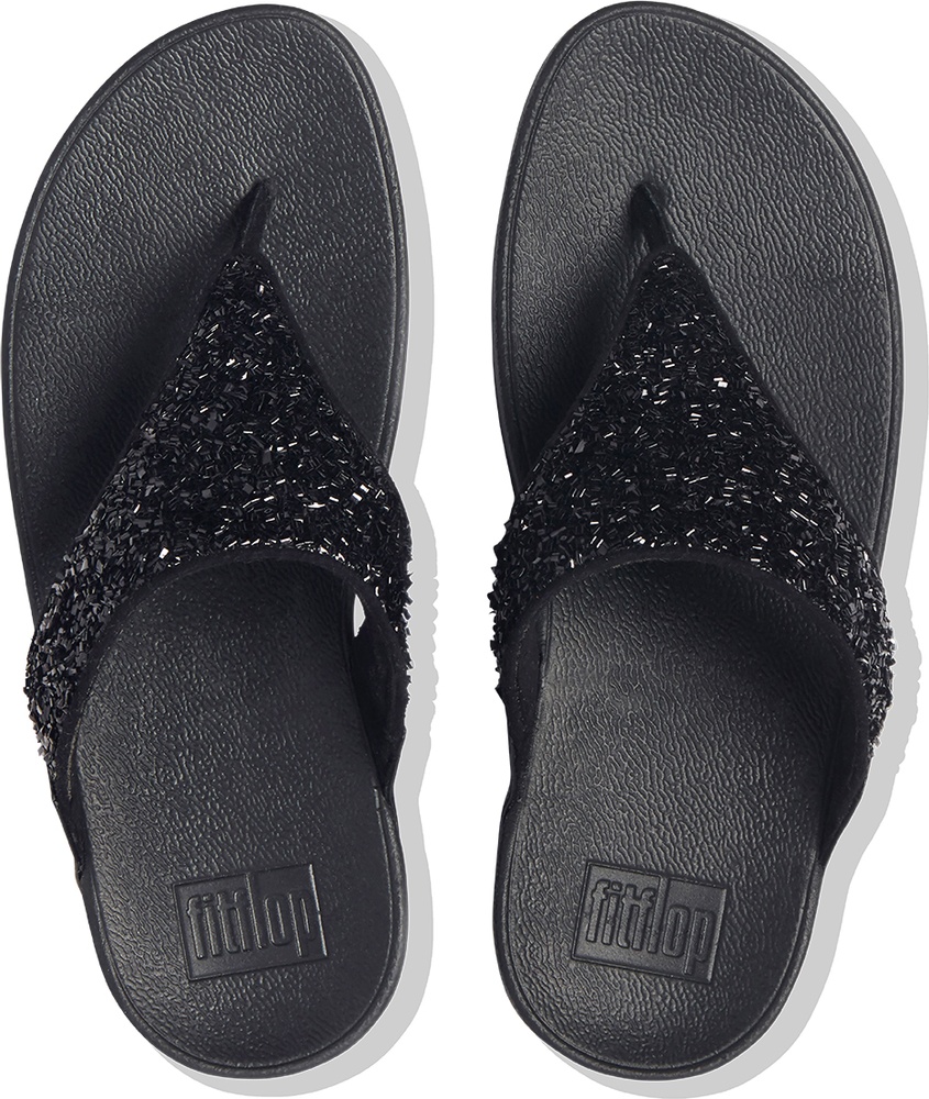 FitFlopDamenFlipFlopsLuluShimmerfoilToe-ThongsCJ2AllBlack-36