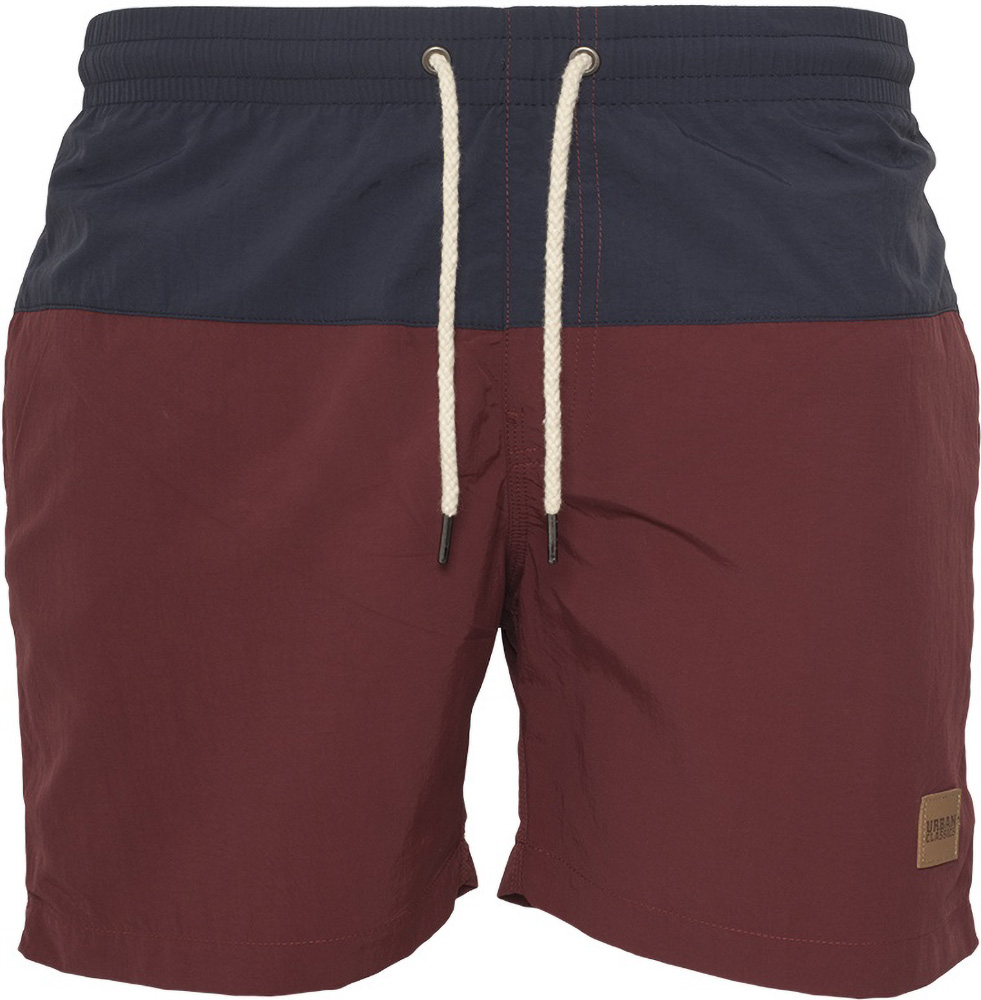 UrbanClassicsBadehoseBlockSwimShortsNvyBurgundy-3XL