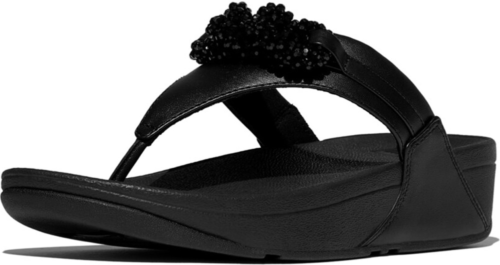 FitFlopDamenFlipFlopsLuluBeaded-ChainLeatherToe-PostSandalsE6F