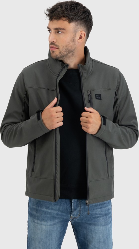 VintageIndustriesFunktionsjackeRenzoSoftshellJacketDarkOlive-S