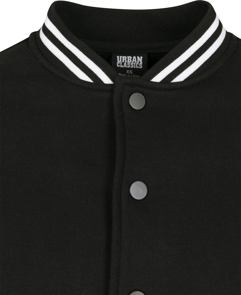 UrbanClassicsKinderJackeGirlsInsetCollegeSweatJacketBlackWhite-110116