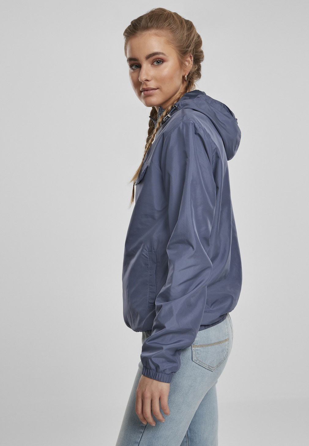 UrbanClassicsDamenPulloverLadiesBasicPullOverJacketVintageblue-L