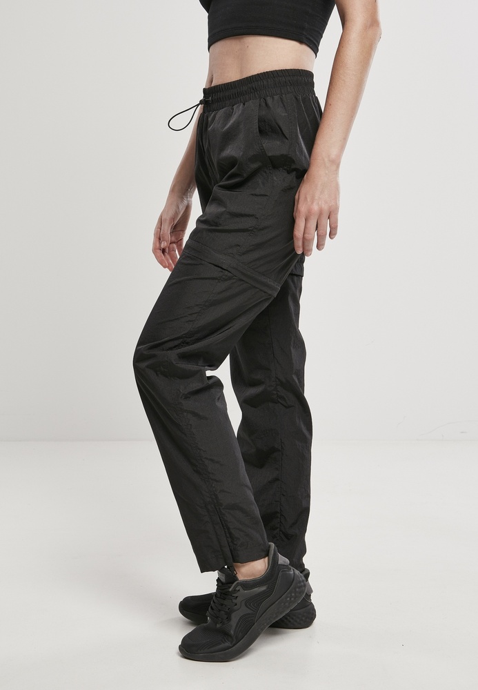 UrbanClassicsDamenTrainingshoseLadiesShinyCrinkleNylonZipPantsBlack