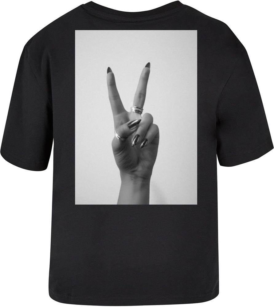MissTeeDamenT-ShirtGirlsPeaceHandTeeMST087Black-3XL
