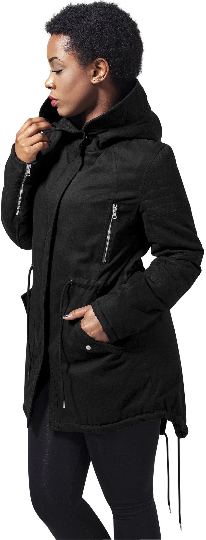 UrbanClassicsDamenWinterjackeLadiesSherpaLinedCottonParkaBlack