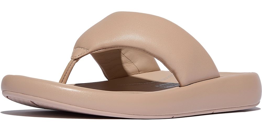 FitFlopDamenFlipFlopIqushionD-LuxePaddedLeatherToe-PostSandalsJB6ClassicBeige-36