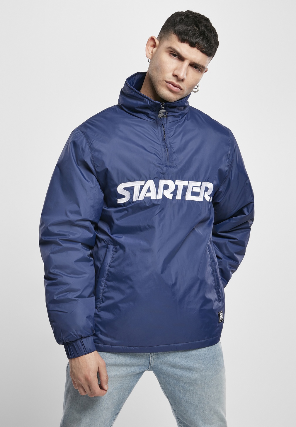 StarterBlackLabelJackeStarterLogoHalfZipJacketBlueNight