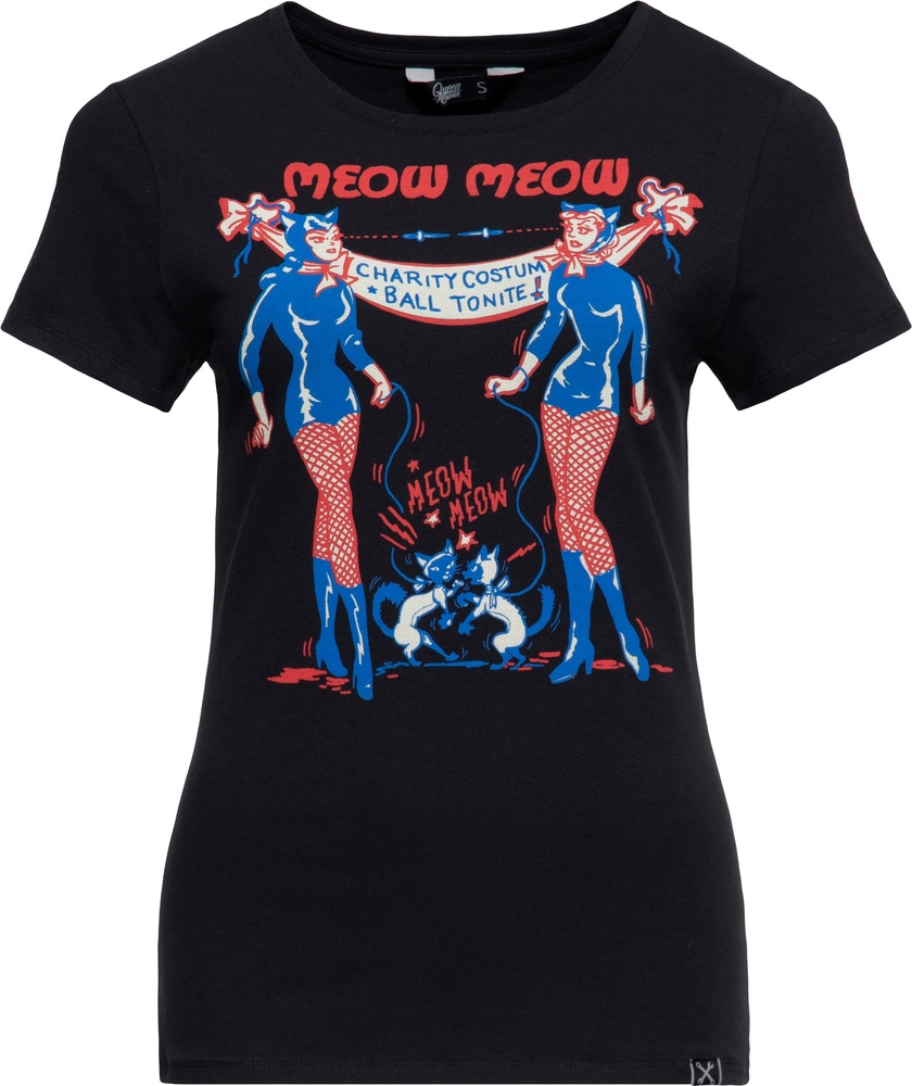 QueenKerosinDamenBasicT-ShirtMeowMeowQKU41015