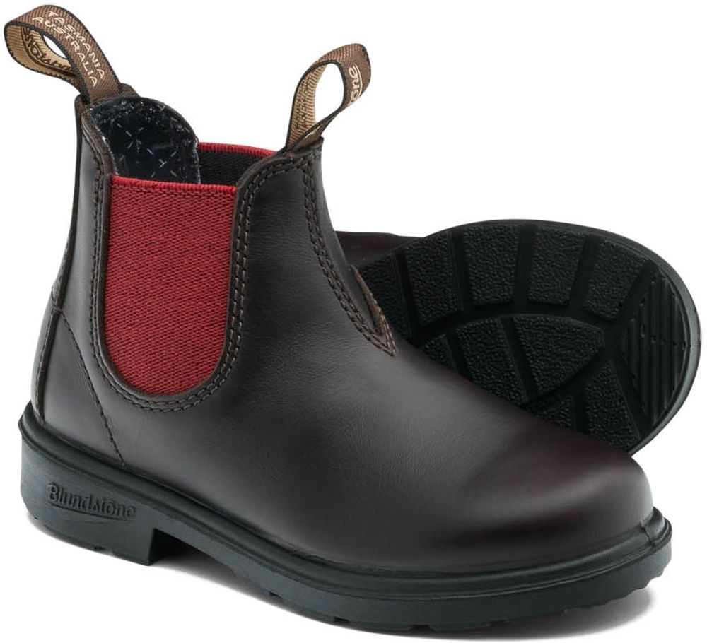 BlundstoneKinderStiefel2590BrownLeatherwithCrimsonElasticKids