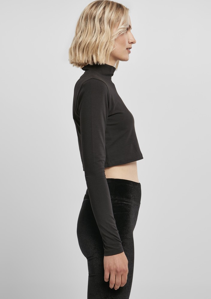 UrbanClassicsDamenLadiesOrganicCroppedTurtelneckLongsleeveBlack