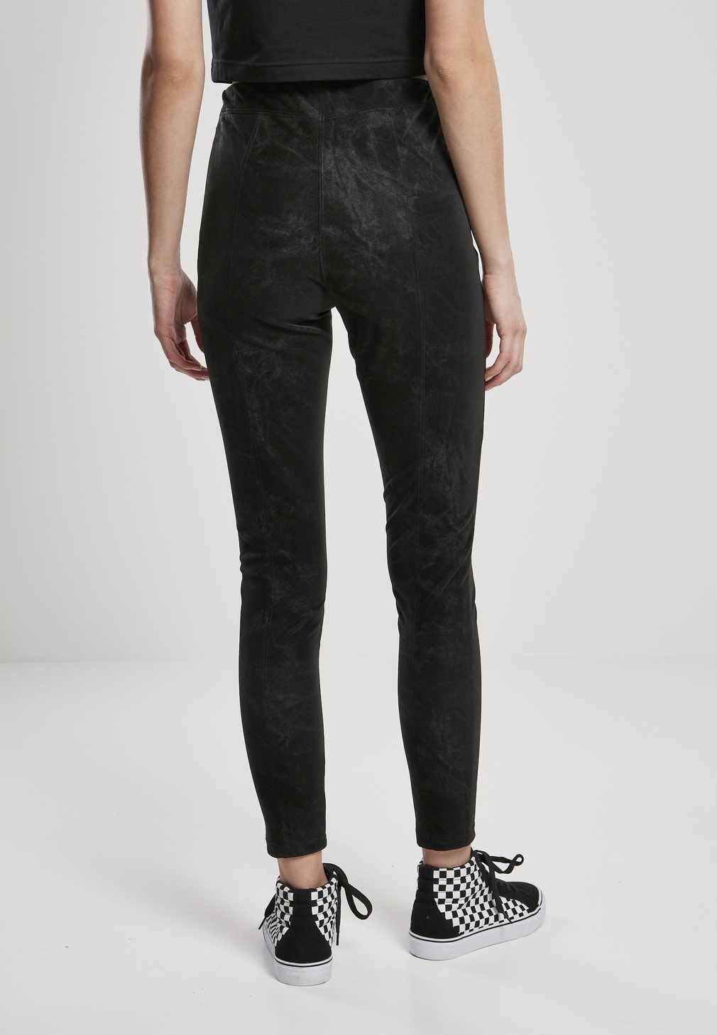 UrbanClassicsDamenHoseLadiesWashedFauxLeatherPantsBlack