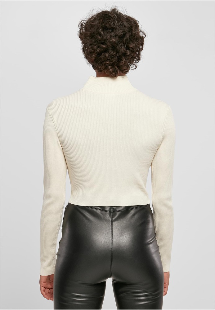 UrbanClassicsDamenStrickjackeLadiesCroppedRibKnitZipCardiganWhitesand-3XL