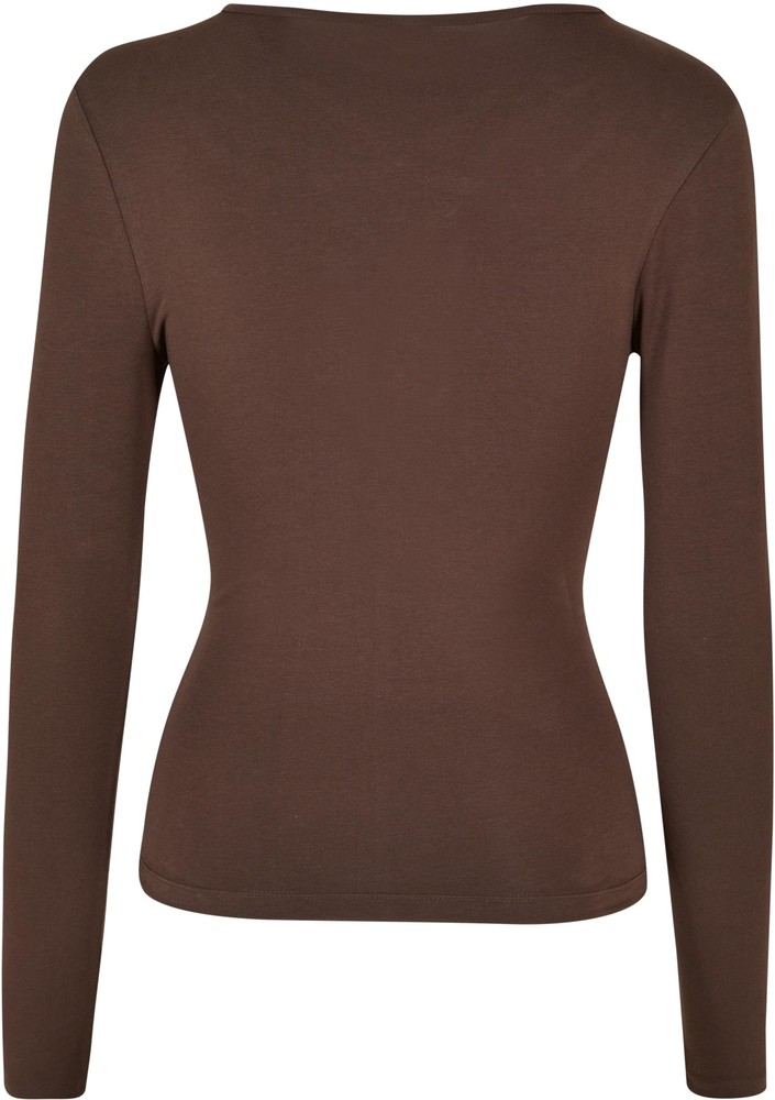 UrbanClassicsDamenLadiesCrossedCutOutLongsleeveBrown-3XL