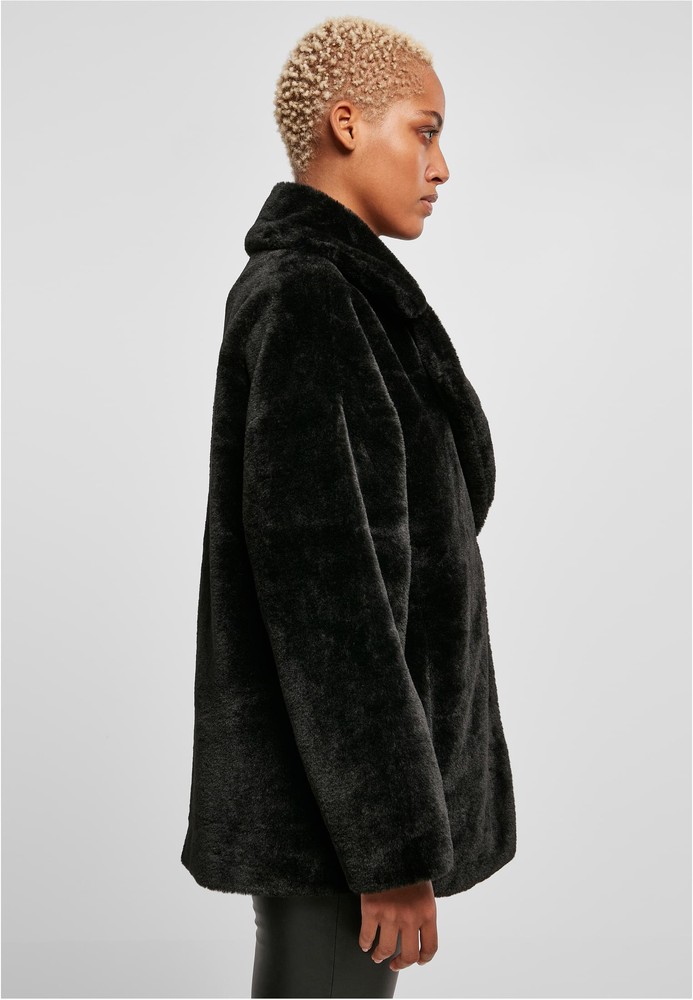 UrbanClassicsDamenJackeLadiesLapelTeddyJacketBlack-3XL