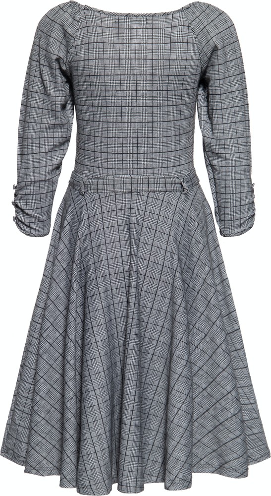 QueenKerosinDamenSwingkleidinKaro-OptikGrau