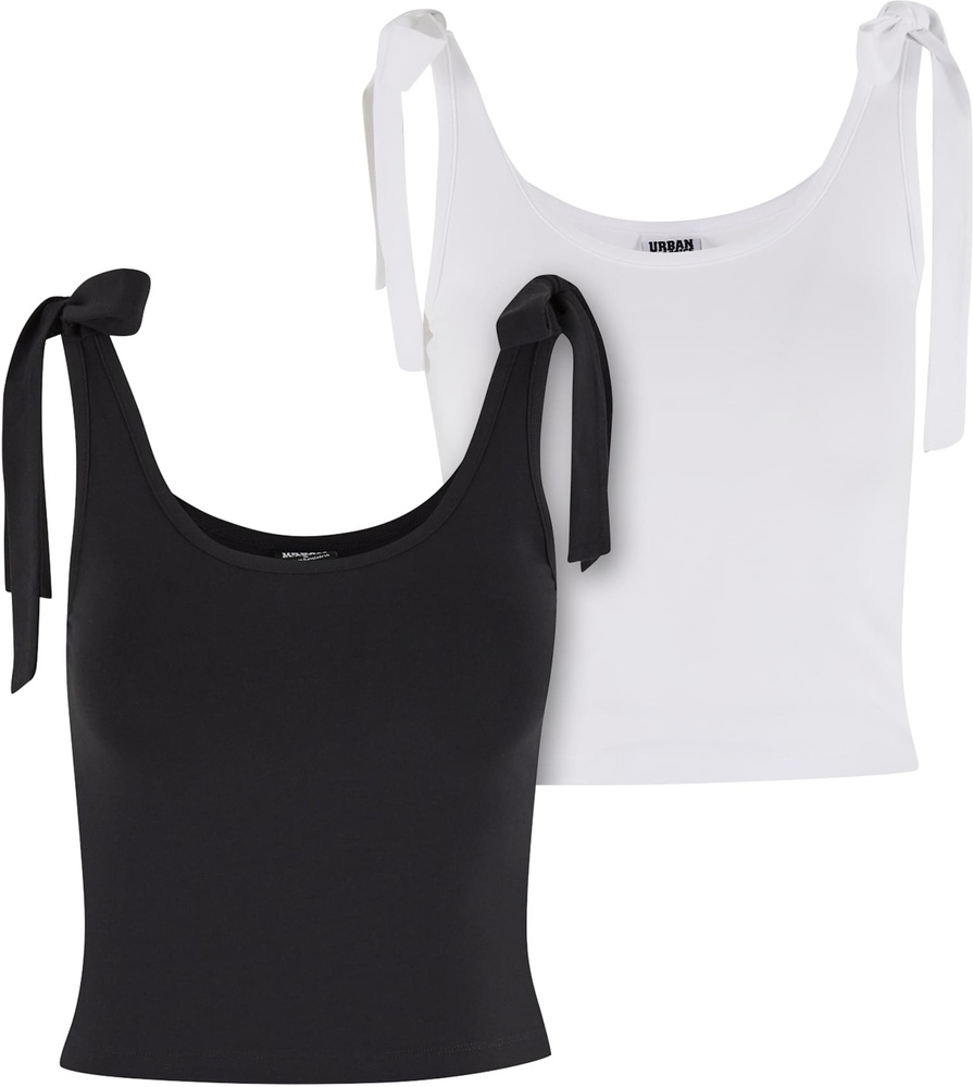 UrbanClassicsDamenT-ShirtLadiesTiedBasicJerseyTop2-PackTB7520ABlackWhite-3XL
