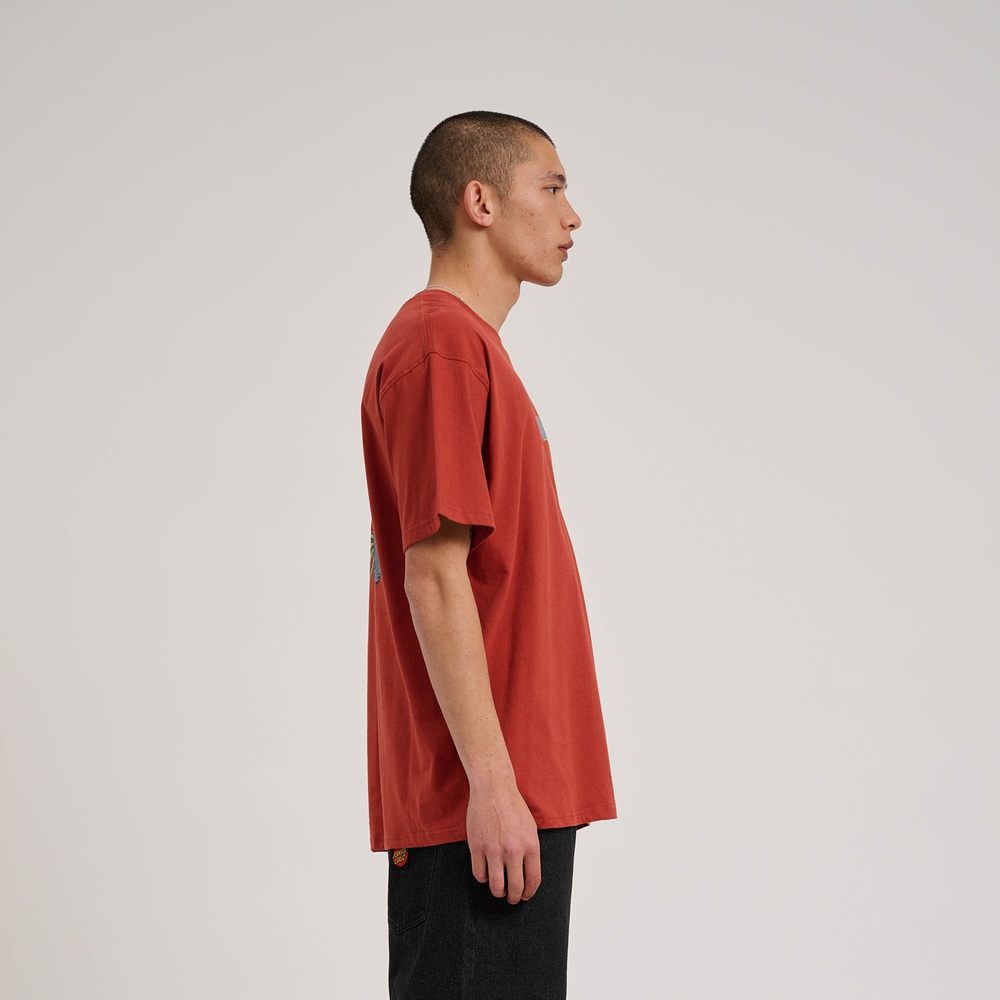 SantaCruzTikiHandStripT-ShirtSCM-T3225DarkRust-XS