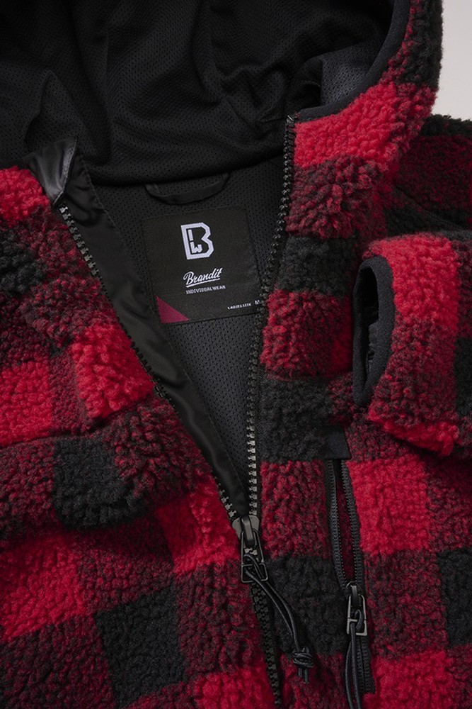 BranditWomenJackeLadiesTeddyfleecejackethoodRedBlack-XS