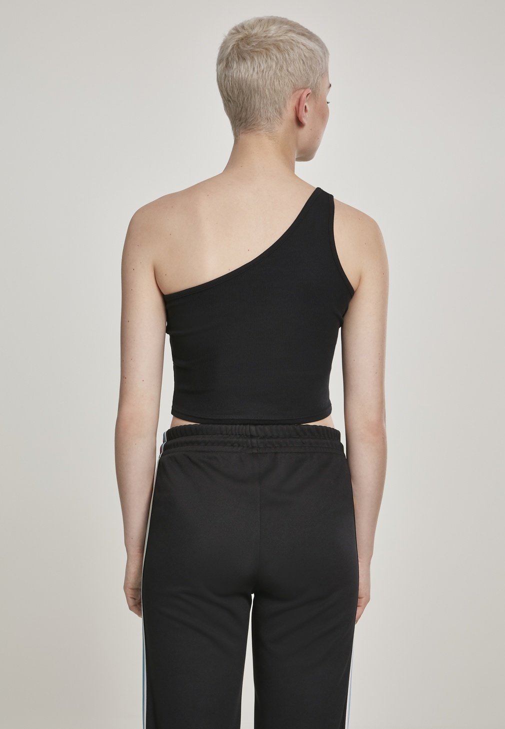 UrbanClassicsFemaleShirtLadiesCroppedAsymmetricTopBlack-L