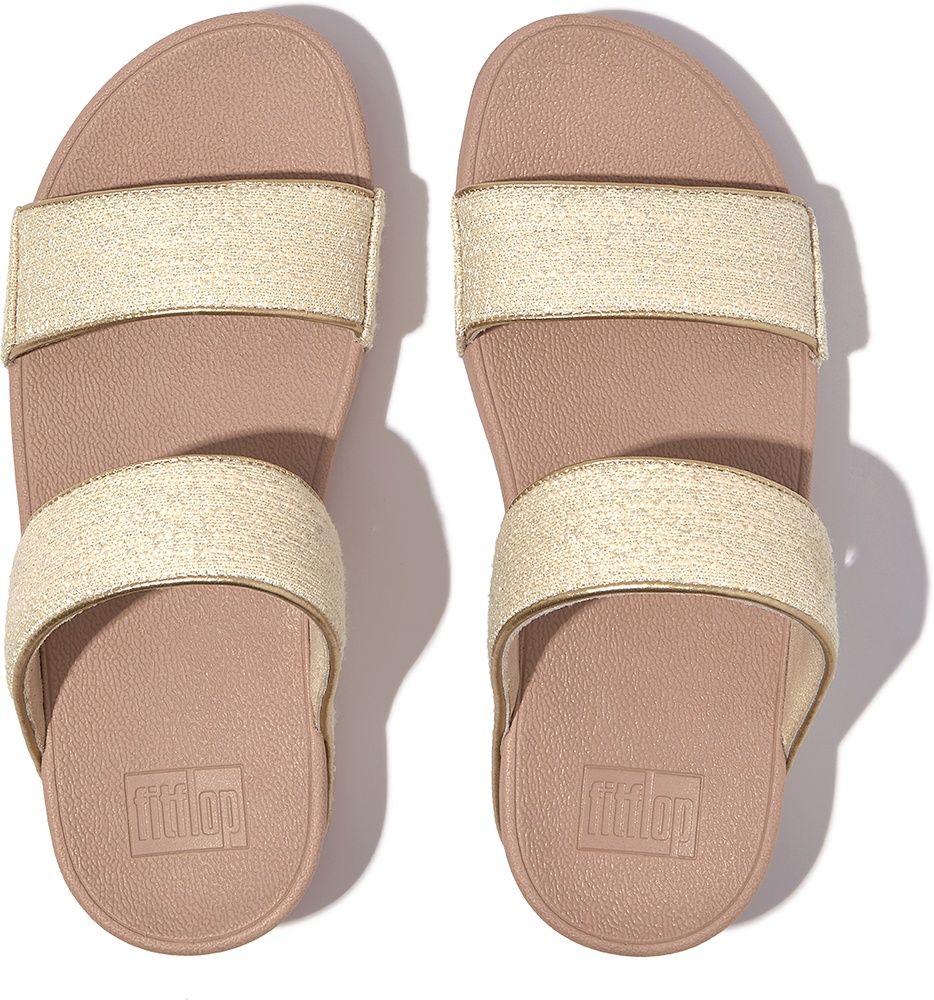 FitFlopDamenSandalenLuluShimmerweaveSlidesGO2StoneBeigeMix-36