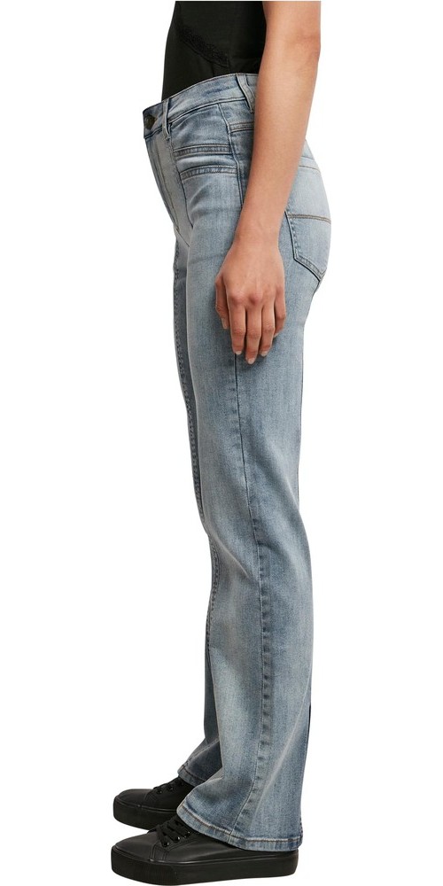 UrbanClassicsDamenLadiesHighWaistStraightSlitDenimPantsTintedlightbluewashed
