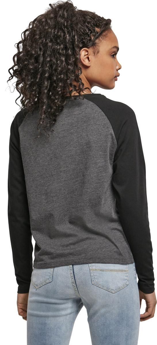 UrbanClassicsDamenLongsleeveLadiesContrastRaglanLongsleeveCharcoalBlack