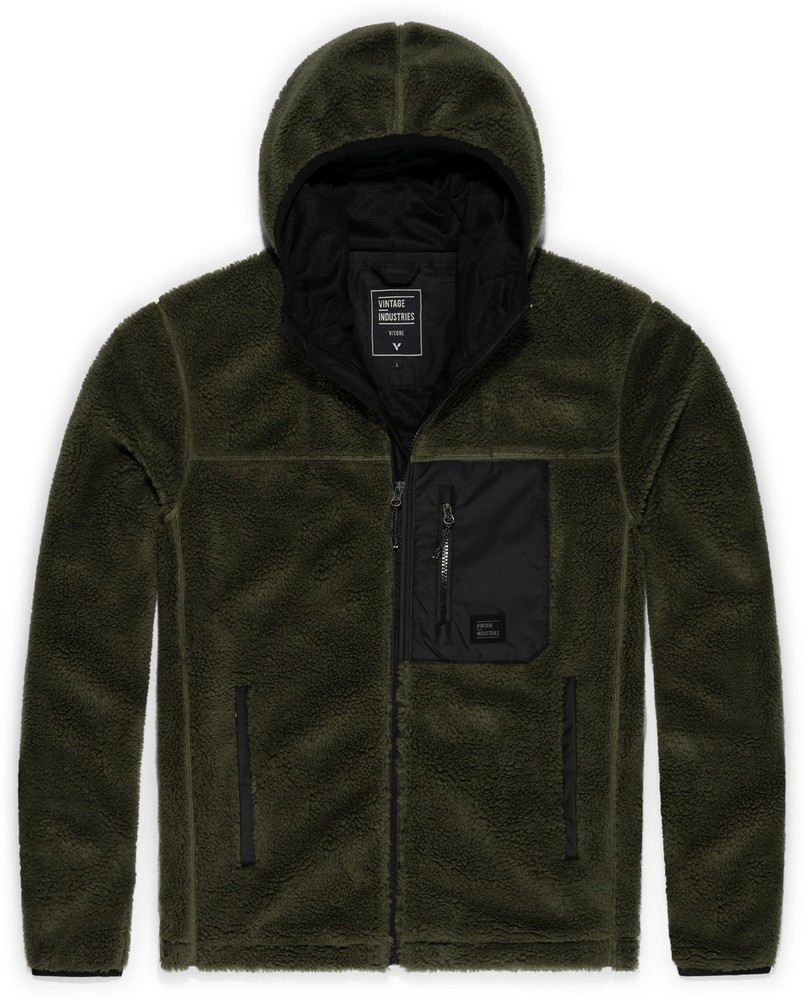 VintageIndustriesFleecejackeDustinLinedSherpaFleeceDarkOlive-S