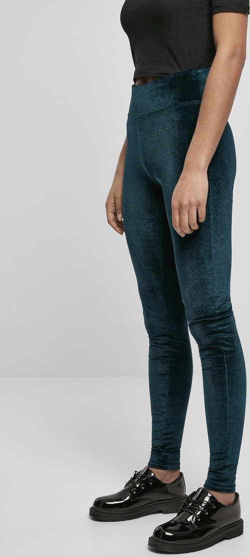 UrbanClassicsDamenLeggingsLadiesHighWaistVelvetLeggingsTeal-3XL