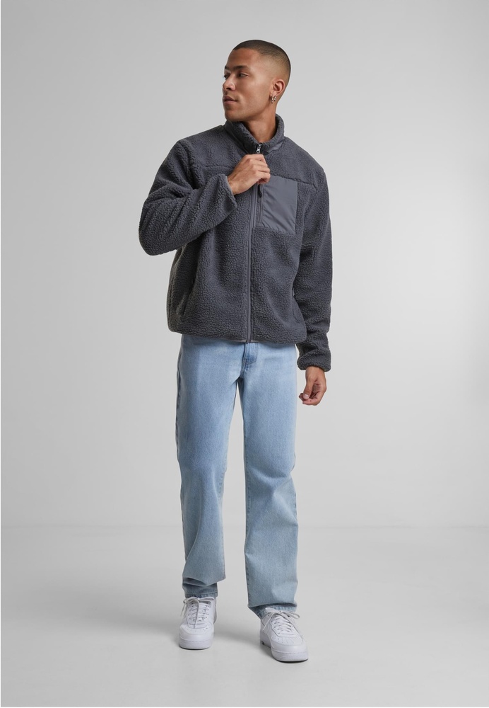 UrbanClassicsTeddyJacketWithStandUpCollarTB7260Cloudgrey-3XL