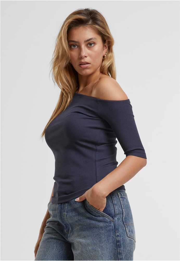 UrbanClassicsDamenLadiesOrganicAsymmetricRibTeeTB7096Navy-3XL