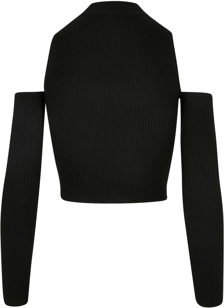 UrbanClassicsDamenLadiesRibKnitCutOutSleeveLongsleeveBlack