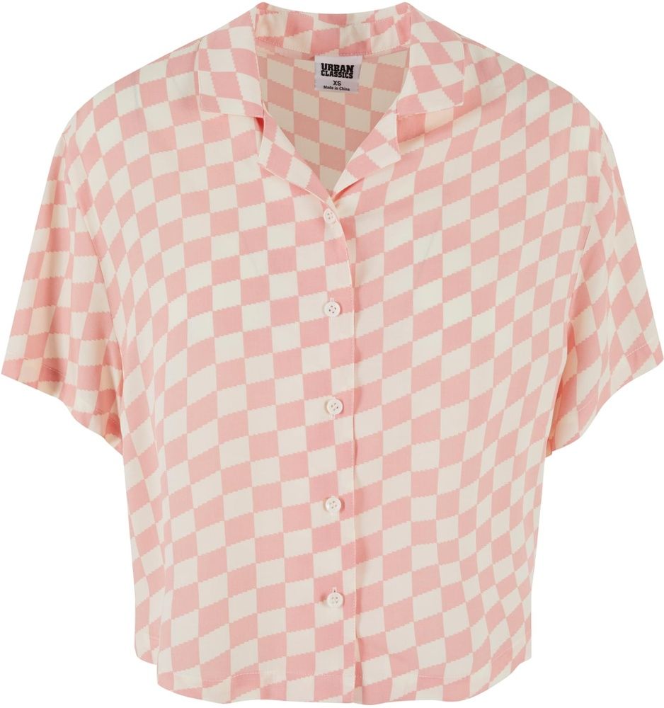 UrbanClassicsDamenLadiesViscoseResortShirtTB4365Lemonadepinkcheck-3XL